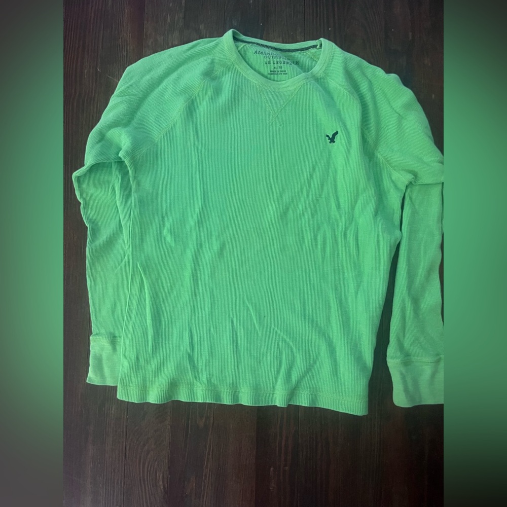 American Eagle Outfitters Men's Light Green Crewneck Sweater